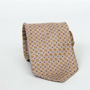 Jos A Bank Made in Italy Bronze Red Geometric Pattern Mens Necktie Tie Ties